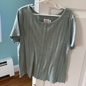 Wonder Nation Girls Button Front Rib T-Shirt